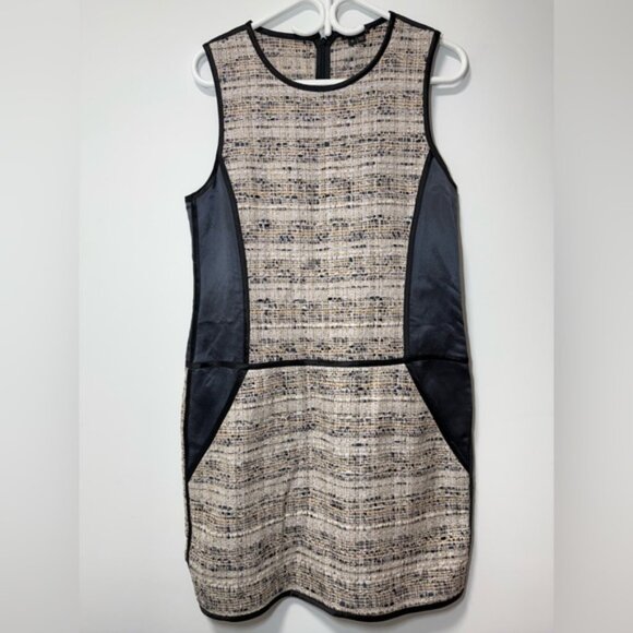 Theory Black and Cream Panel Mini Dress - Picture 3 of 8